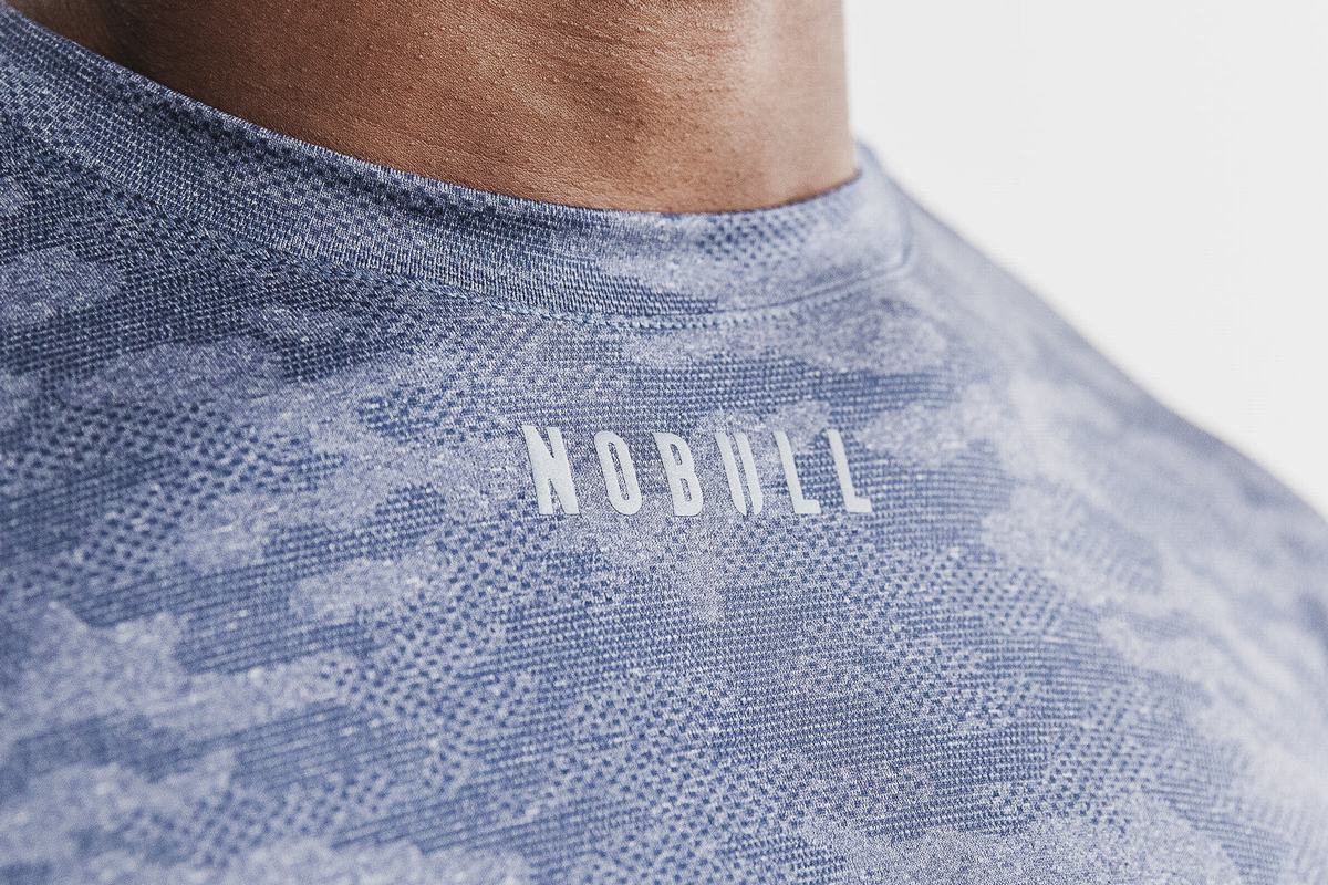 Nobull Lightweight Textured T-shirts Heren Donkerblauw Camo | 061583-YOX