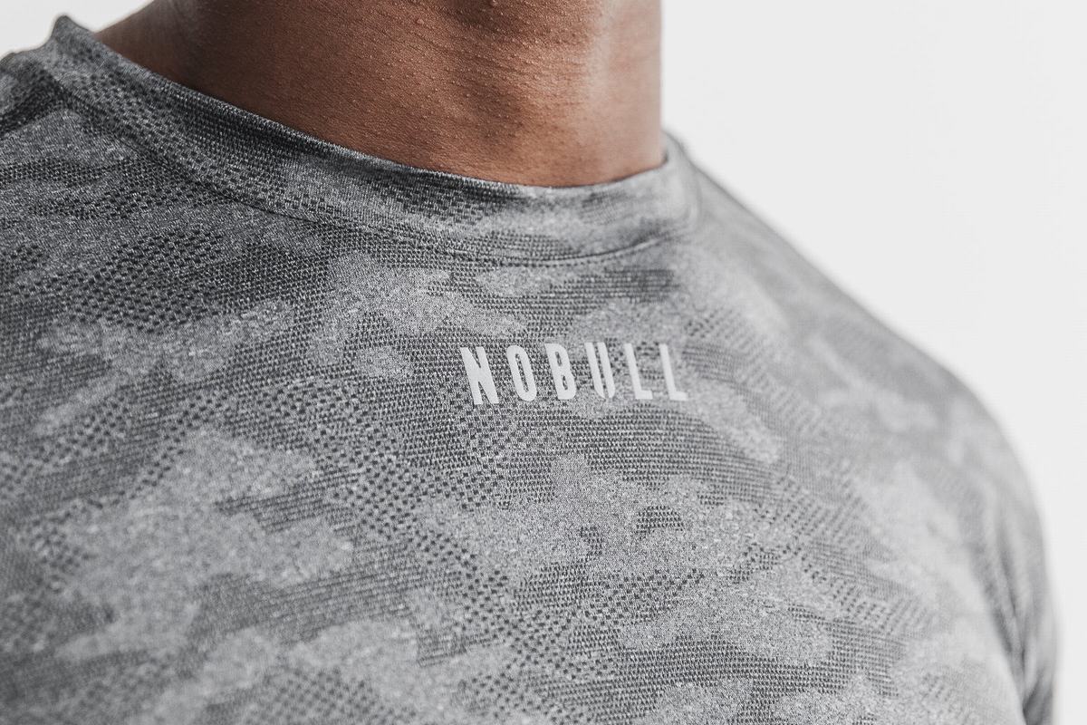 Nobull Lightweight Textured T-shirts Heren Zwart Camo | 890132-QGI