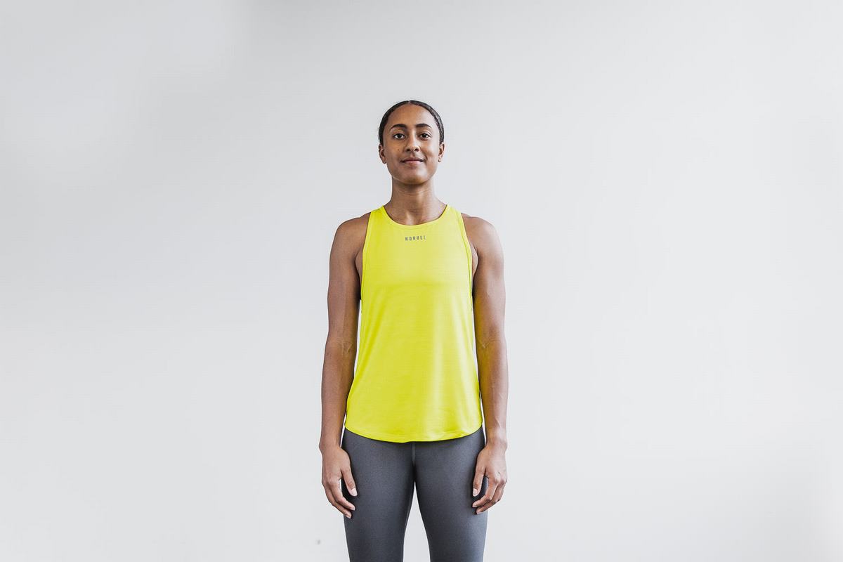 Nobull Lightweight Textured Tank Neon Tanktop Dames Geel Camo | 267193-WDL