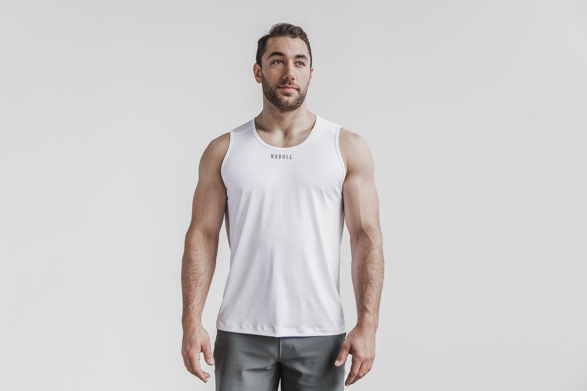 Nobull Lightweight Textured Tank Tanktop Heren Wit Camo | 512809-PNC