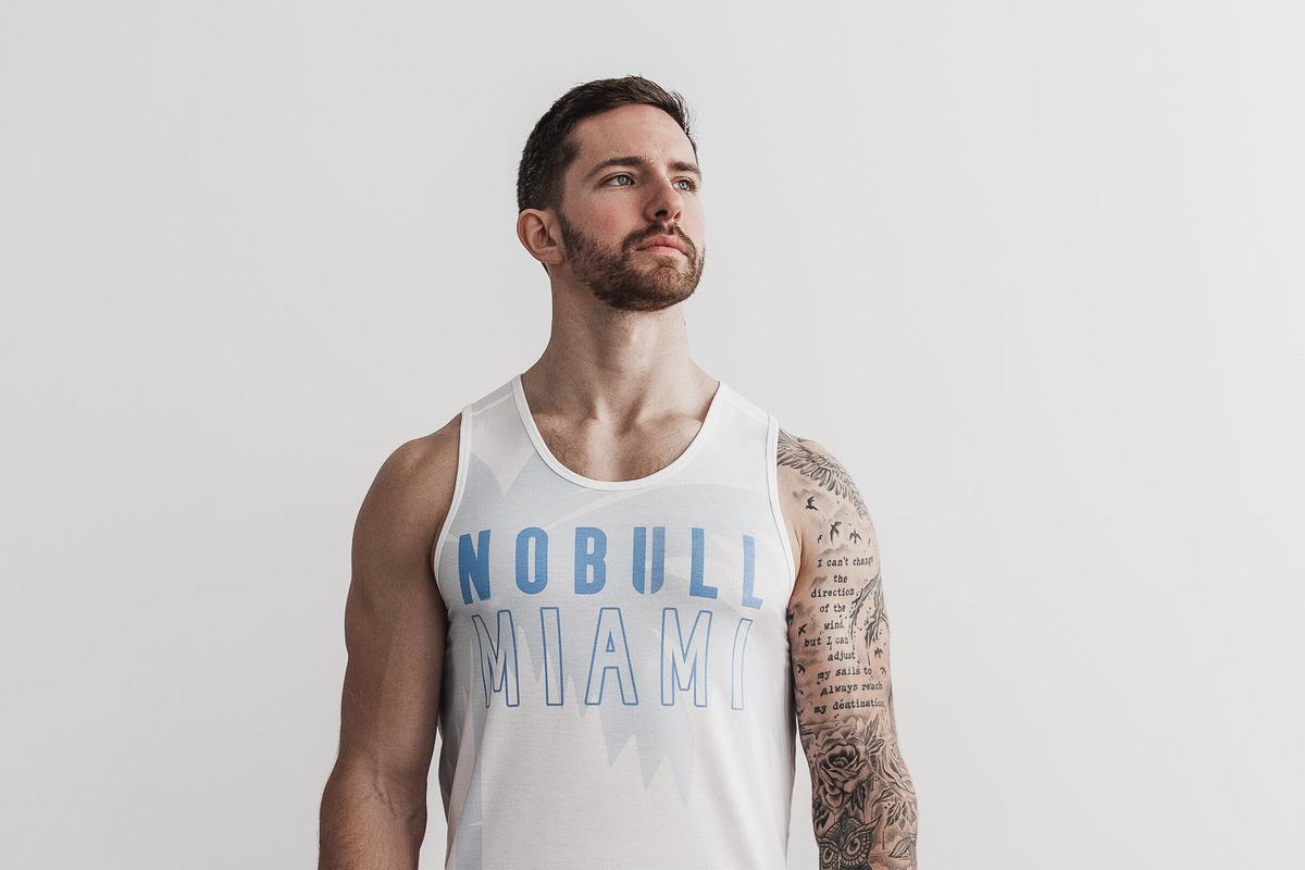 Nobull Miami Palm Tank Tanktop Heren Blauw | 650712-TXA