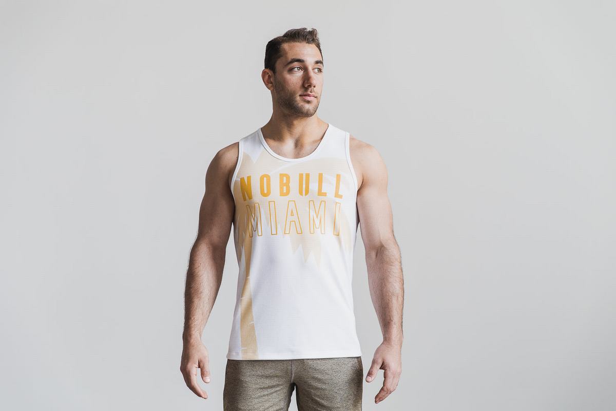 Nobull Miami Palm Tank Tanktop Heren Geel | 760128-TLU