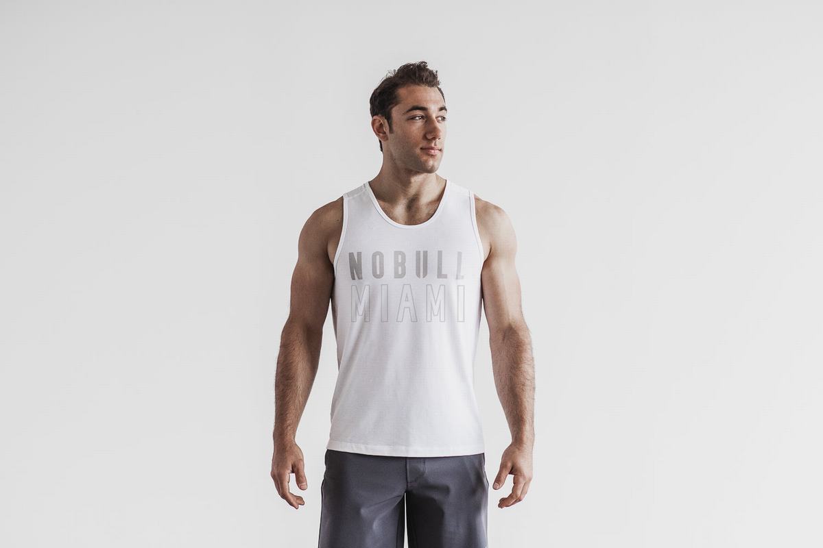 Nobull Miami Tank Tanktop Heren Wit | 910247-VTA