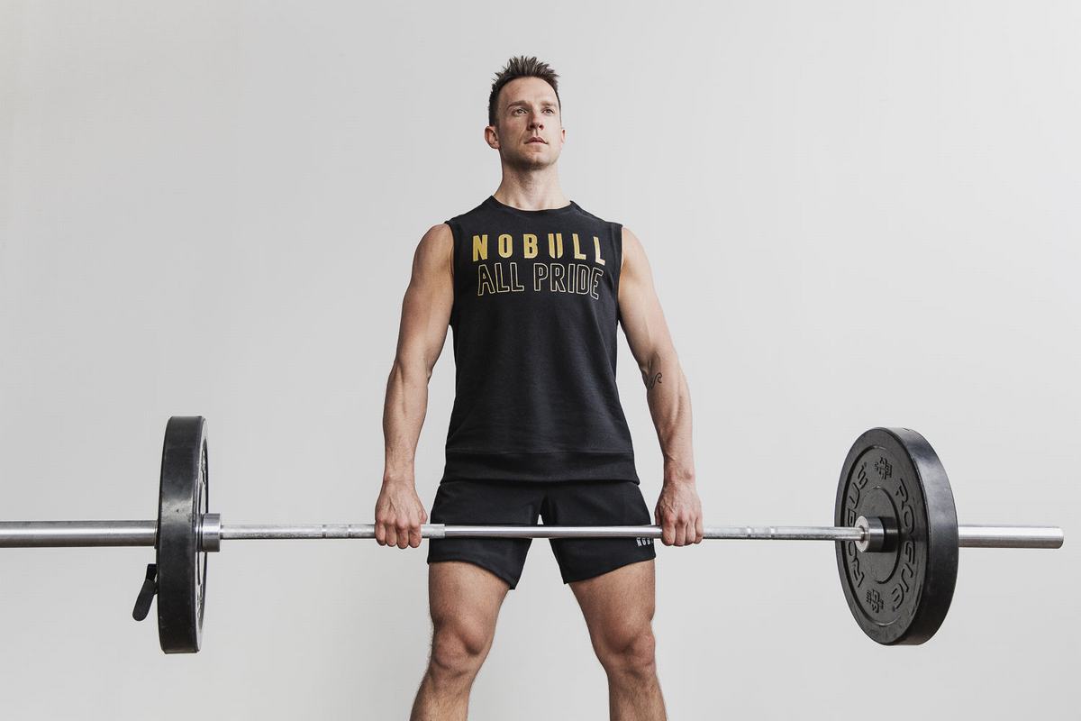 Nobull Mouwloos Crew Pride Sweatshirts Heren Zwart Goud | 815396-PGB