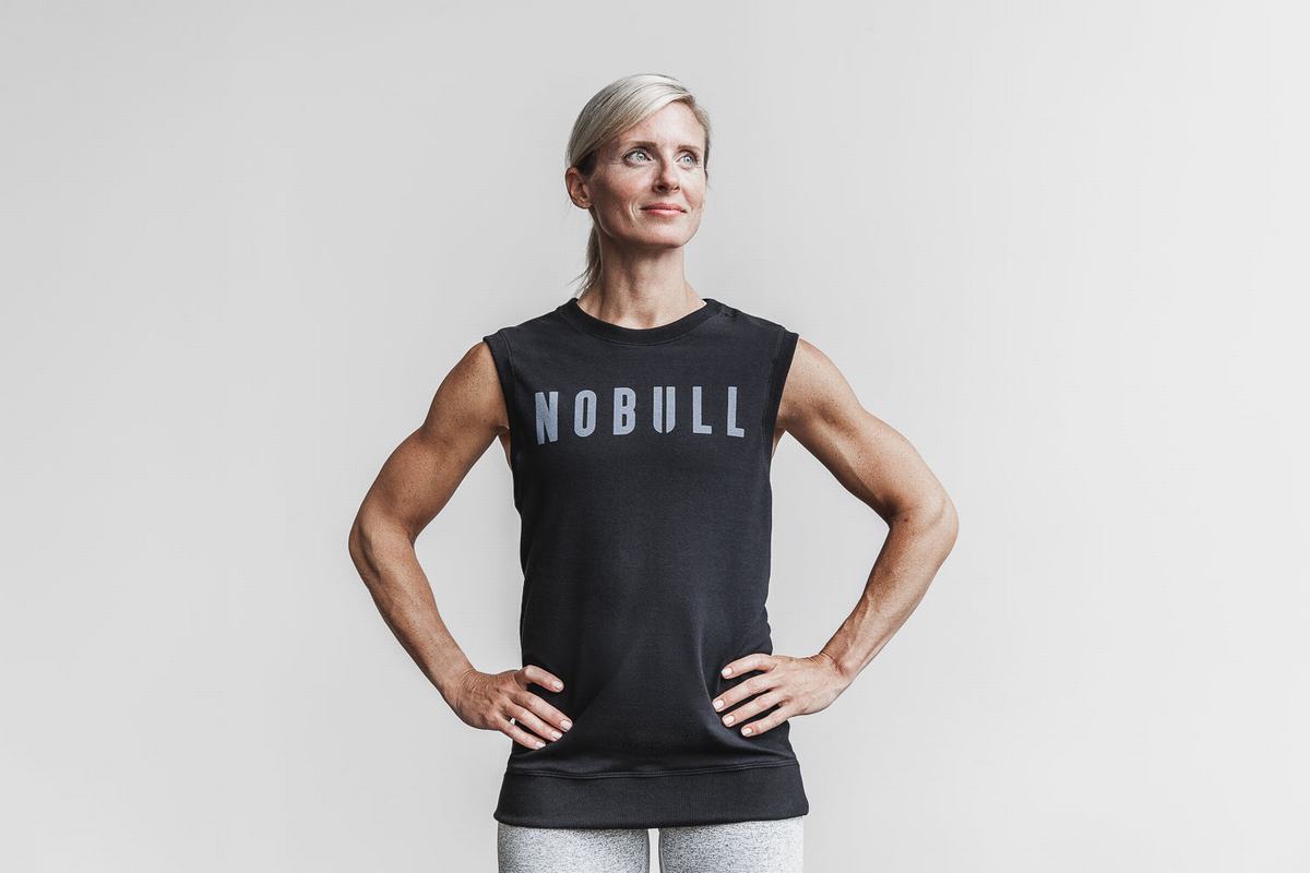 Nobull Mouwloos Crew Sweatshirts Dames Zwart | 469085-NWZ