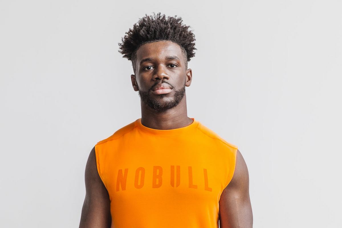 Nobull Mouwloos T-shirts Heren Oranje | 098746-IQZ