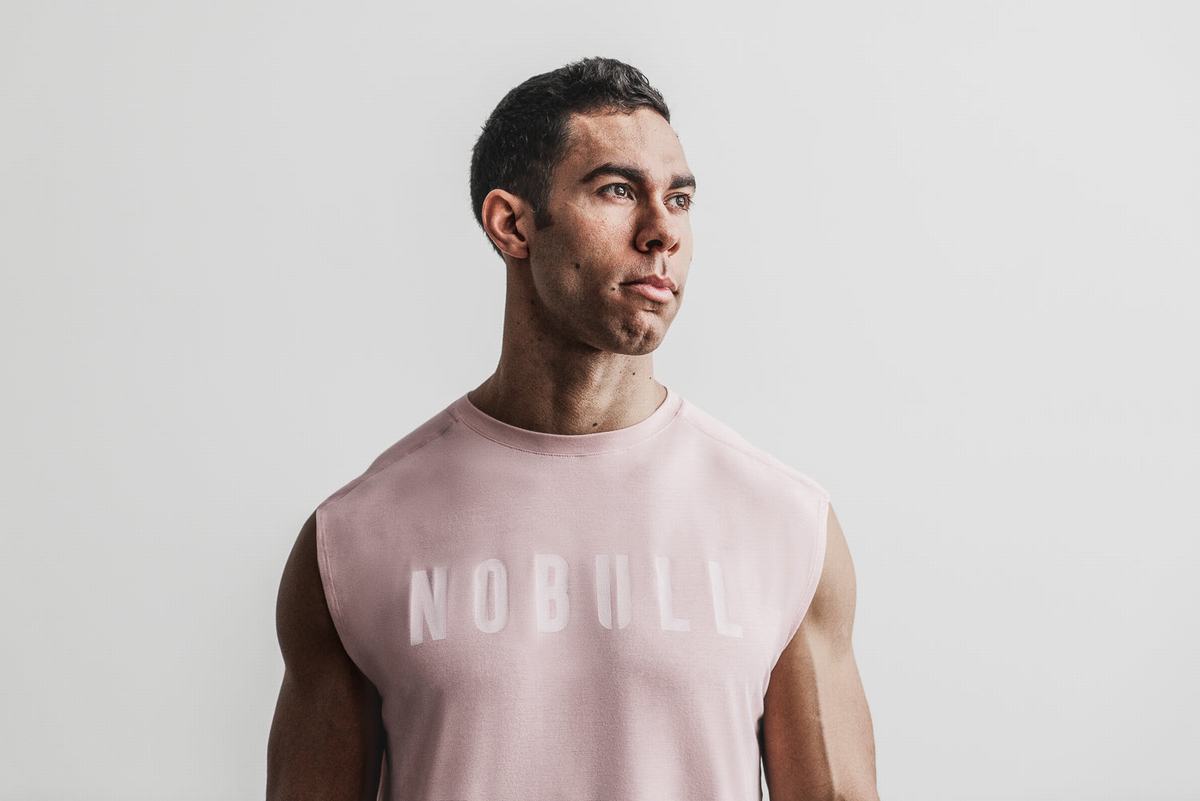 Nobull Mouwloos T-shirts Heren Roze | 364591-SDV