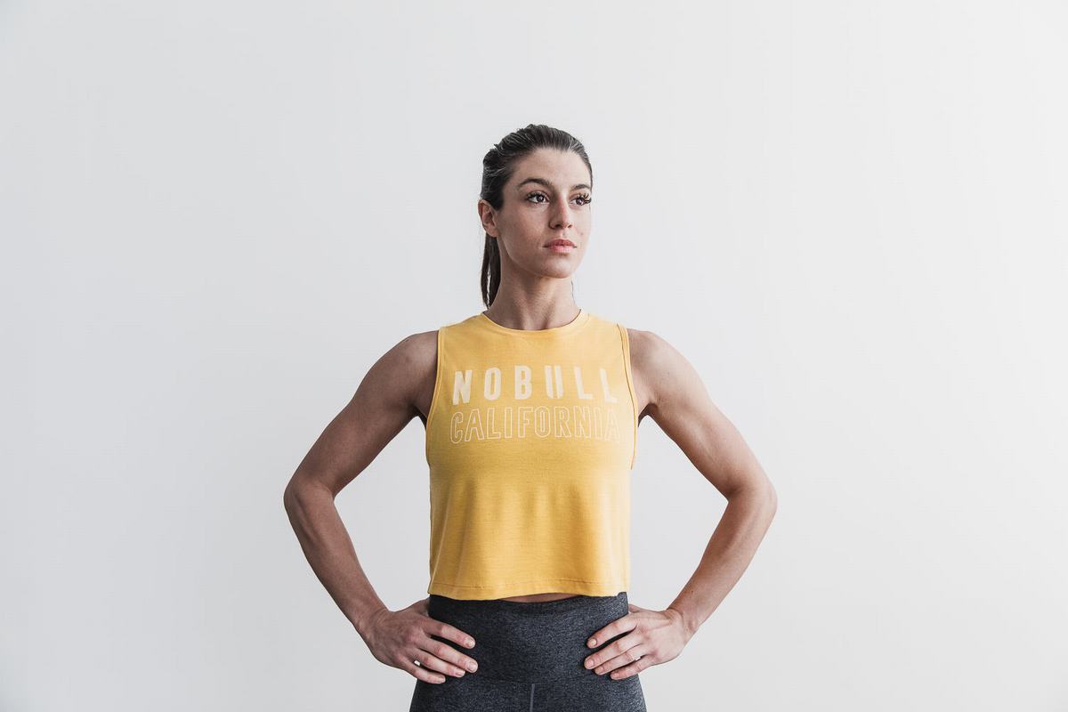 Nobull Muscle California Tank Tanktop Dames Geel | 987062-ZOB