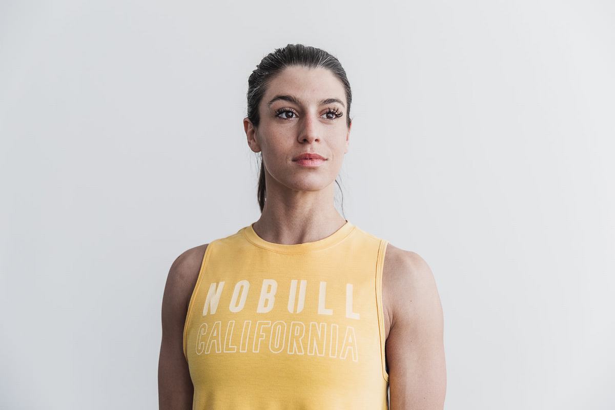 Nobull Muscle California Tank Tanktop Dames Geel | 987062-ZOB