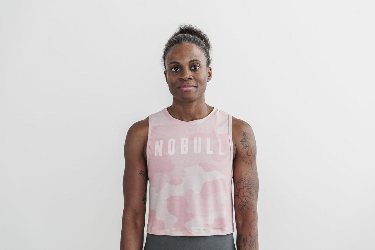 Nobull Muscle Tank Tanktop Dames Roze Camo | 153089-DWQ