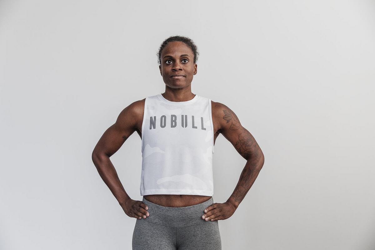 Nobull Muscle Tank Tanktop Dames Wit Camo | 246380-HFG