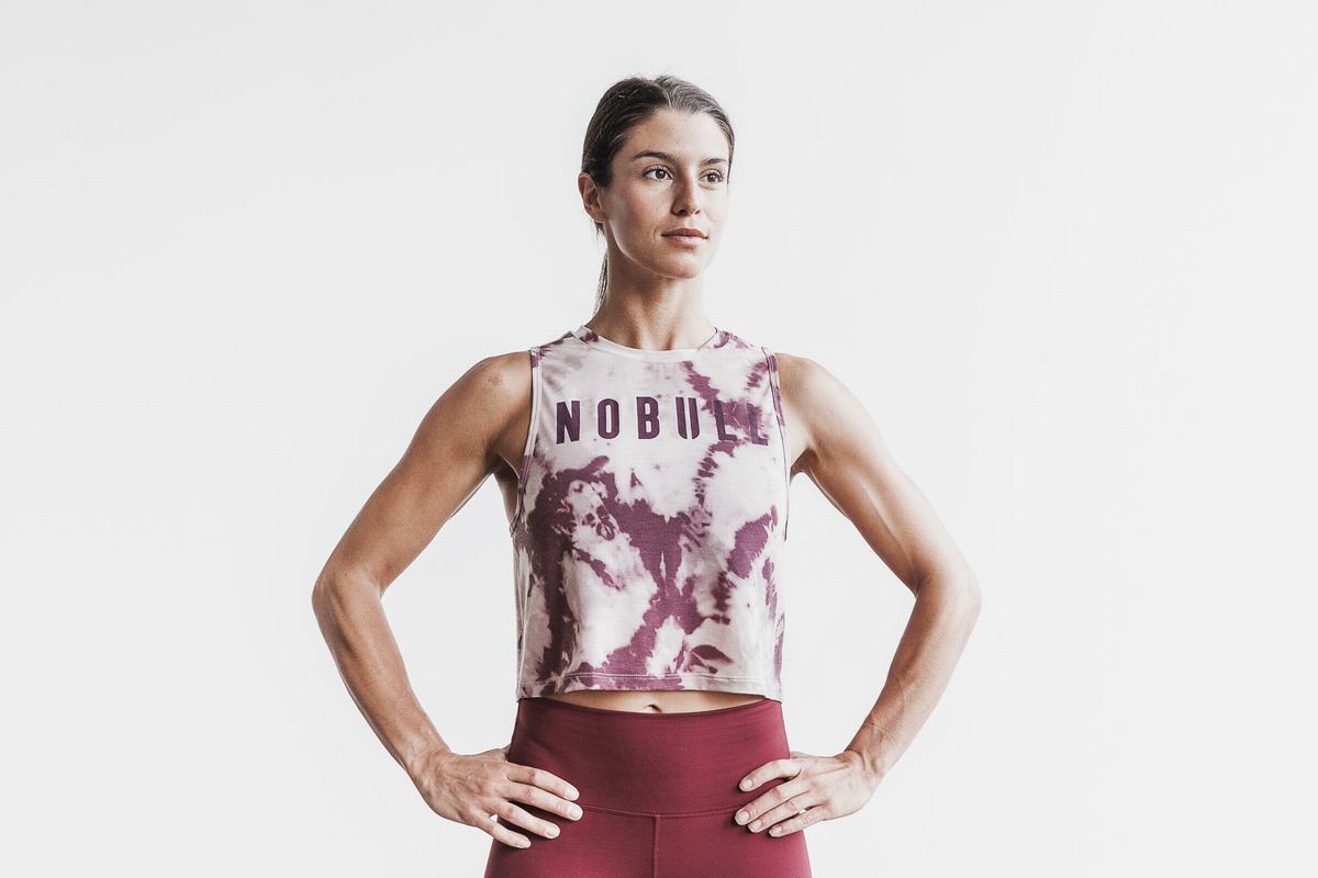 Nobull Muscle Tank Tie-Dye Tanktop Dames Roze Donkerrood | 670983-FOT