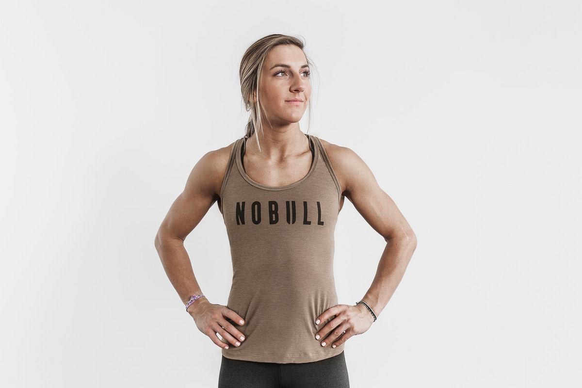 Nobull Racerback Tank Tanktop Dames Lichtbruin | 672843-GZD