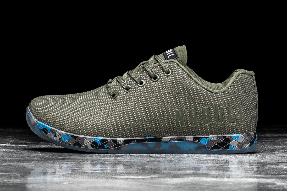 Nobull Superfabric Army Trainer Fitness Schoenen Heren Olijfgroen Blauw | 256179-PRK