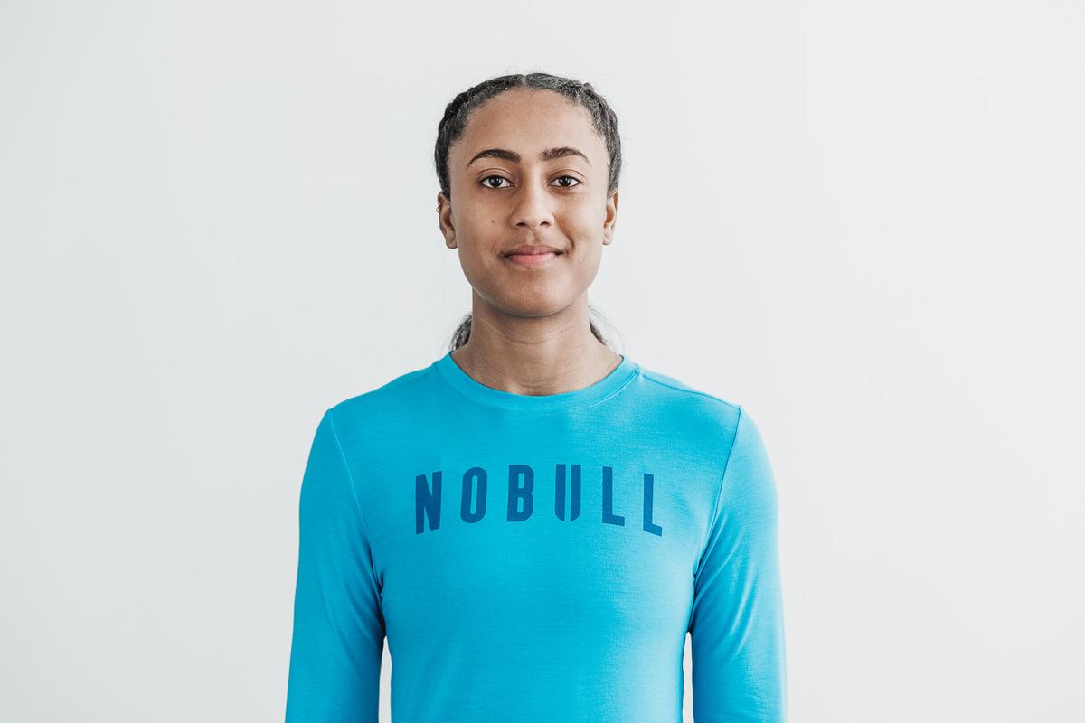 Nobull T-Shirt Lange Mouw Dames Blauw | 650148-LHR