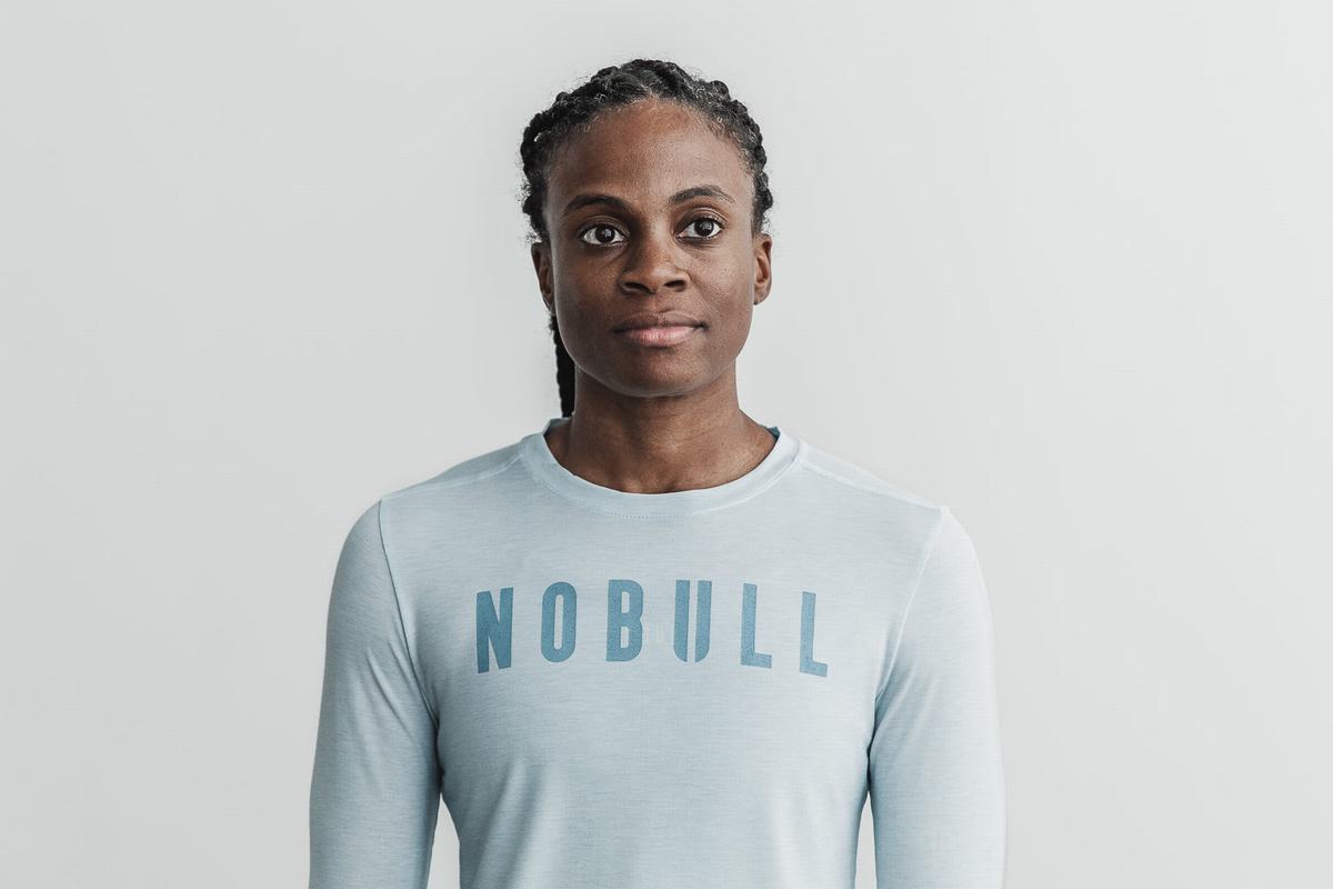 Nobull T-Shirt Lange Mouw Dames Blauw | 650382-YWP