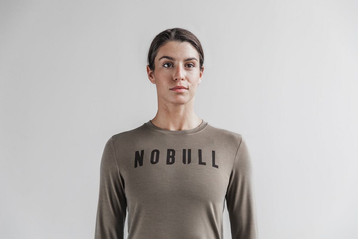 Nobull T-Shirt Lange Mouw Dames Bruin | 672458-VNO