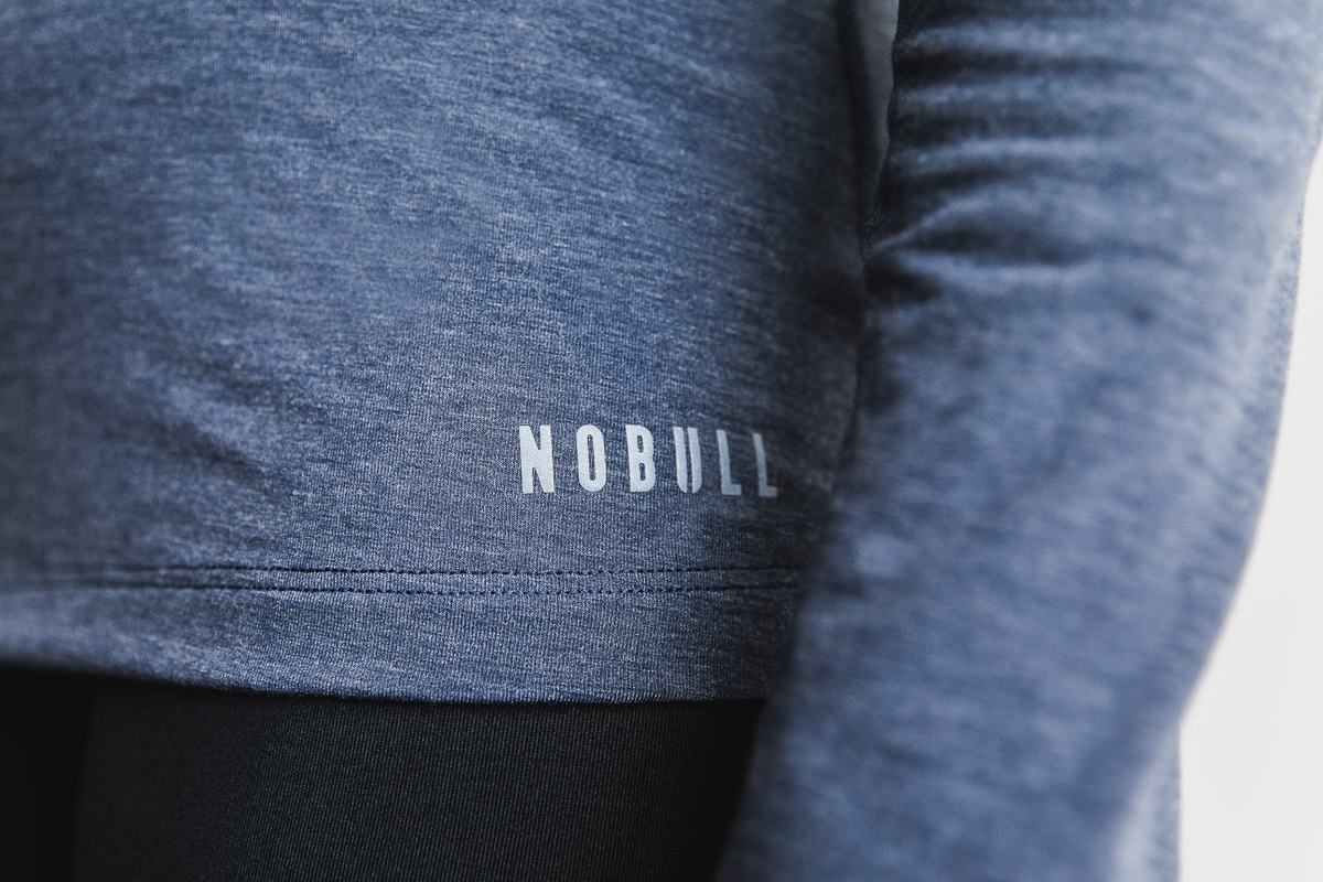 Nobull T-Shirt Lange Mouw Dames Donkerblauw | 451793-JPU