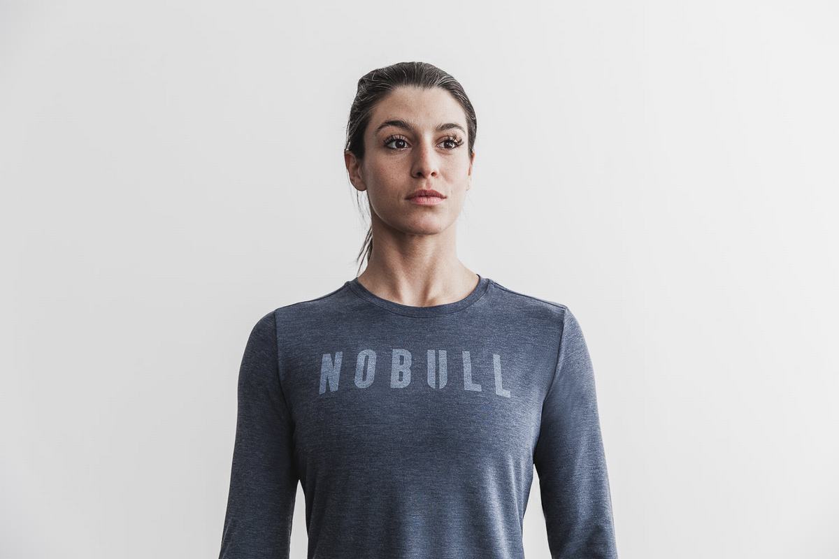 Nobull T-Shirt Lange Mouw Dames Donkerblauw | 967851-YRL