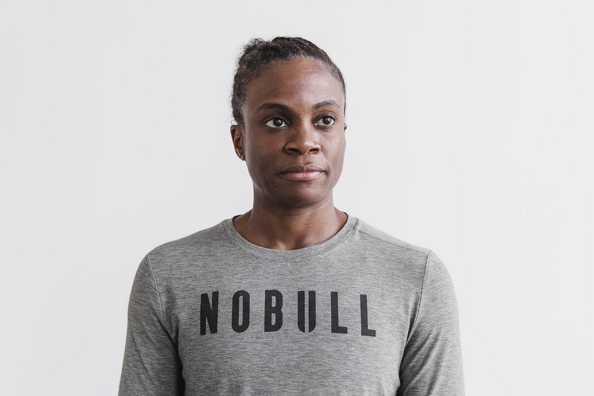 Nobull T-Shirt Lange Mouw Dames Grijs | 817240-VMY