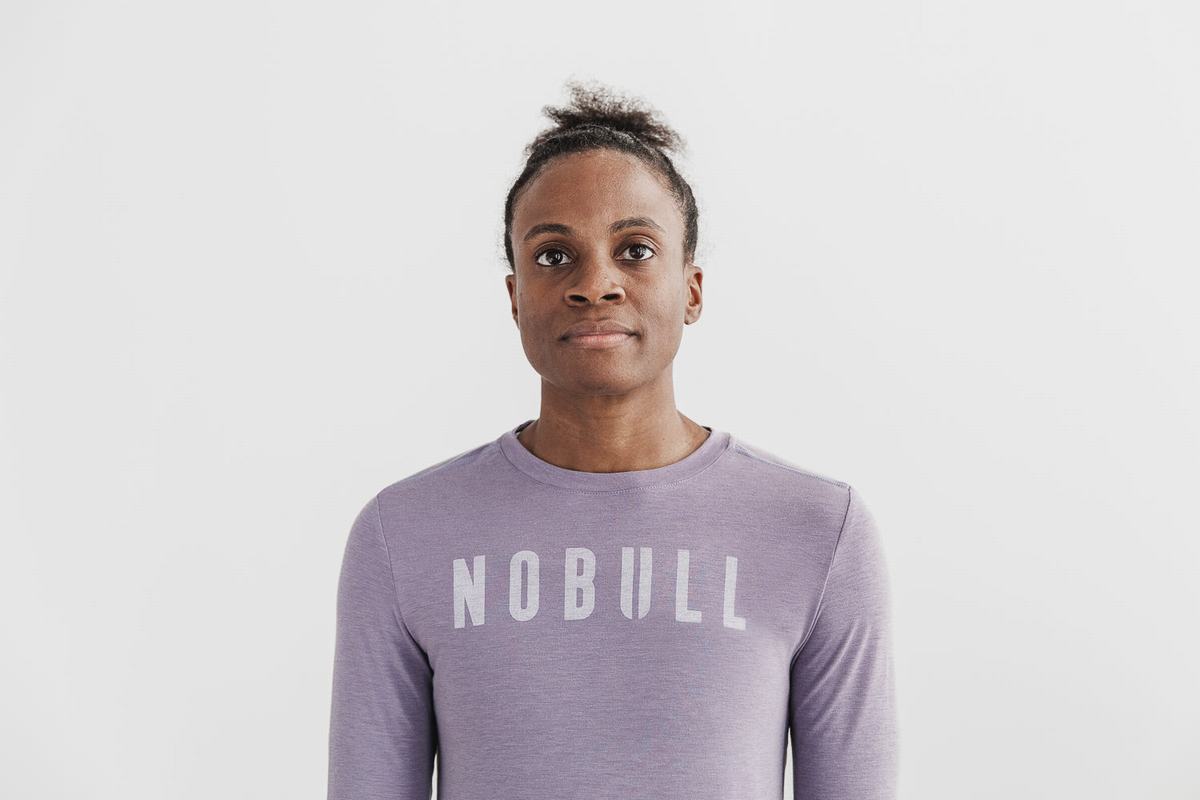 Nobull T-Shirt Lange Mouw Dames Lavendel | 495218-NCP