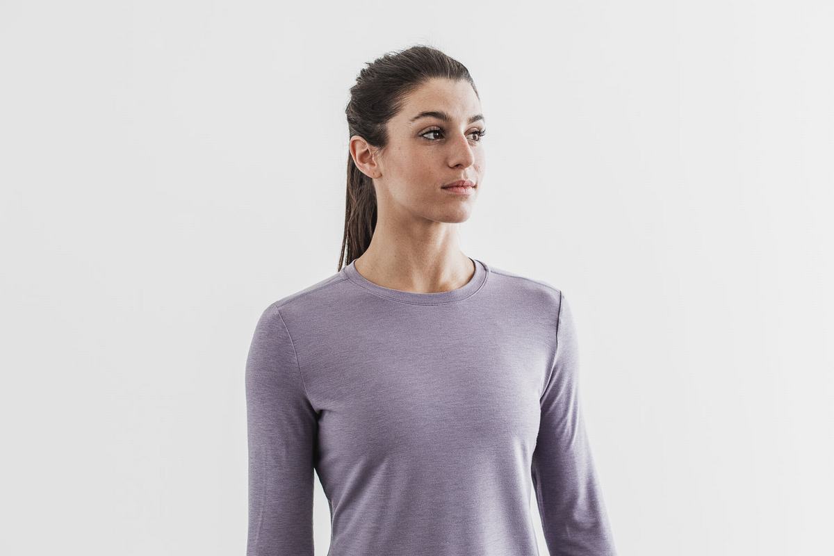 Nobull T-Shirt Lange Mouw Dames Lavendel | 547018-LGO