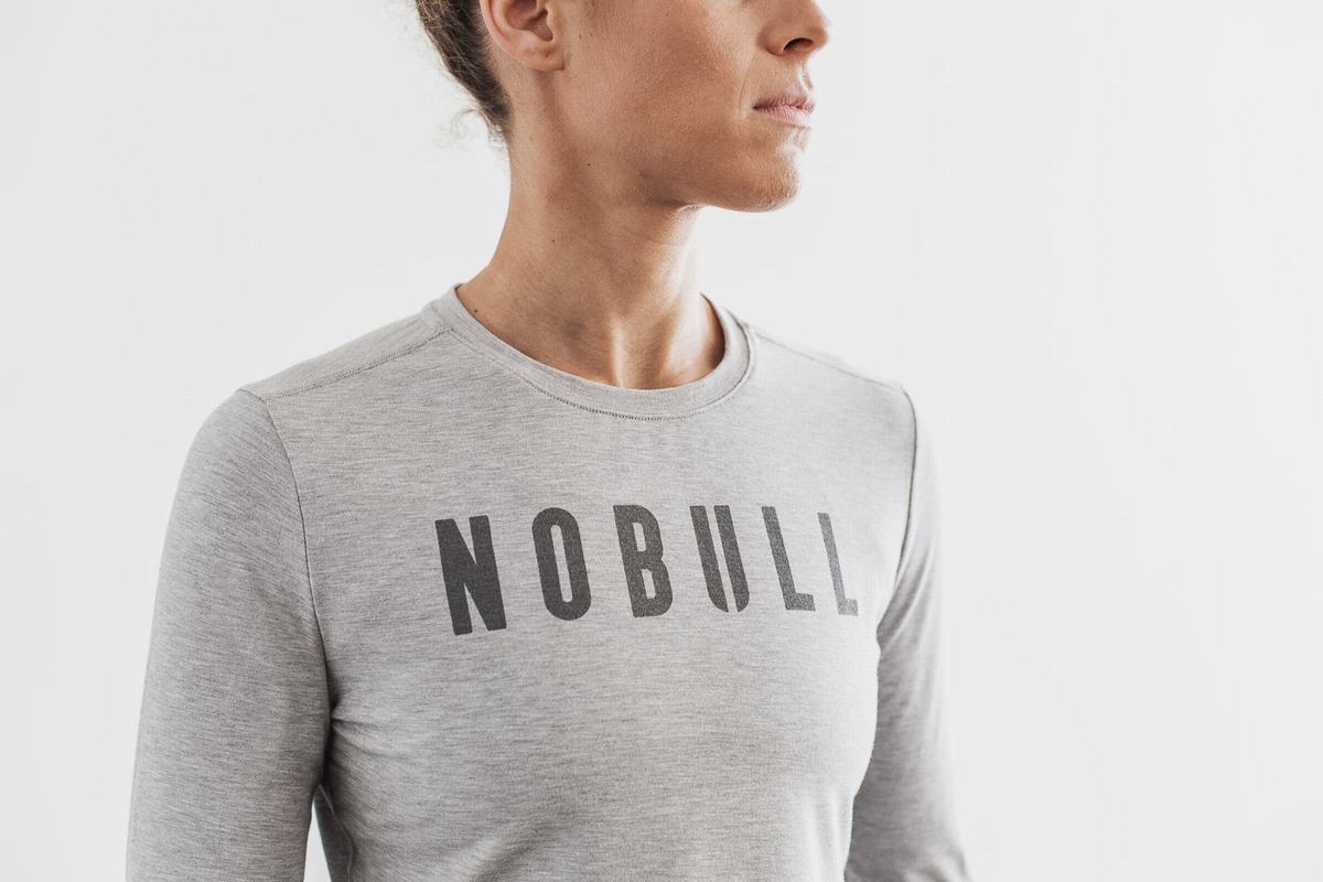 Nobull T-Shirt Lange Mouw Dames Lichtgrijs | 013698-ZXA