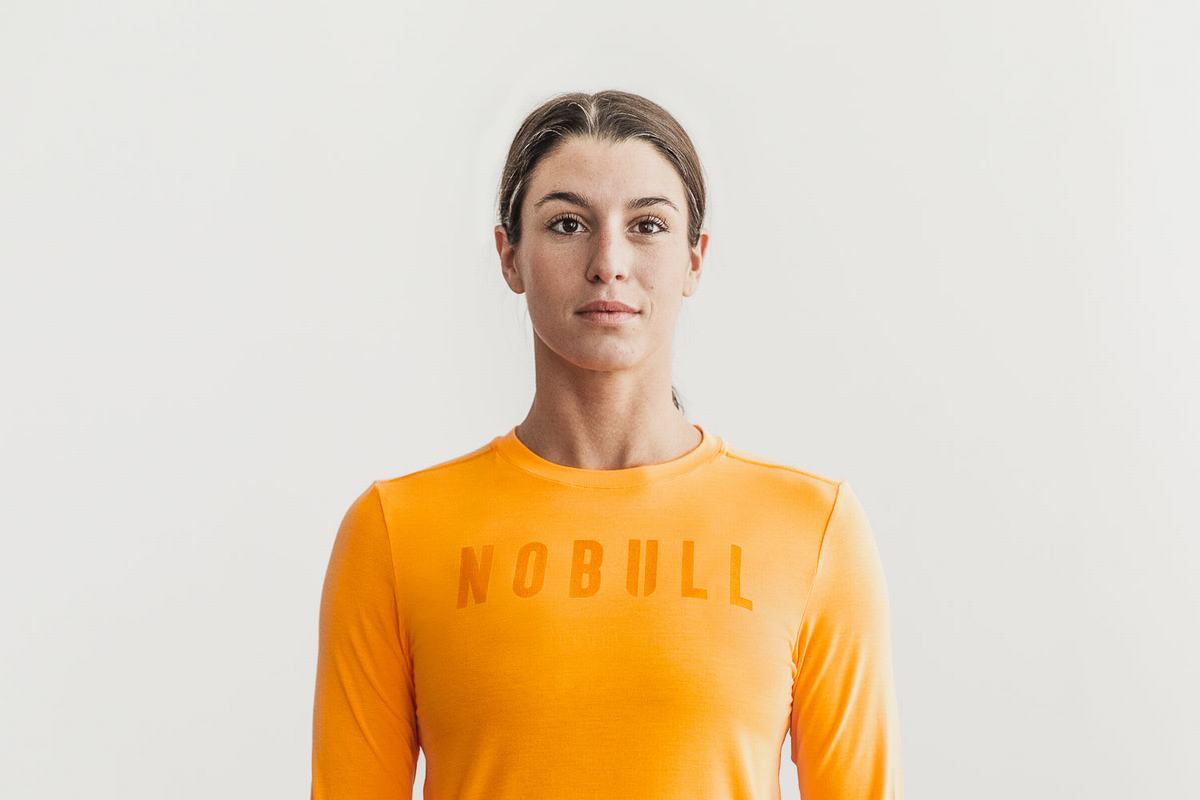 Nobull T-Shirt Lange Mouw Dames Oranje | 823615-DIY