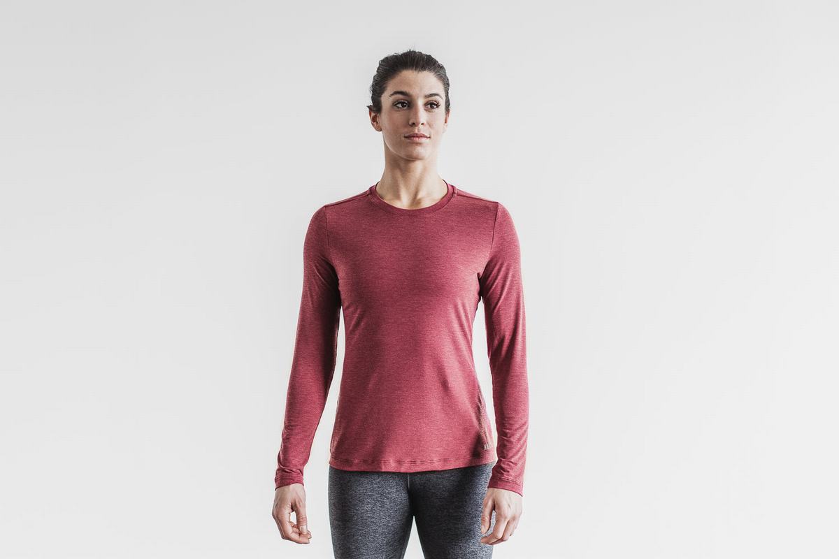 Nobull T-Shirt Lange Mouw Dames Rood | 046859-CRW