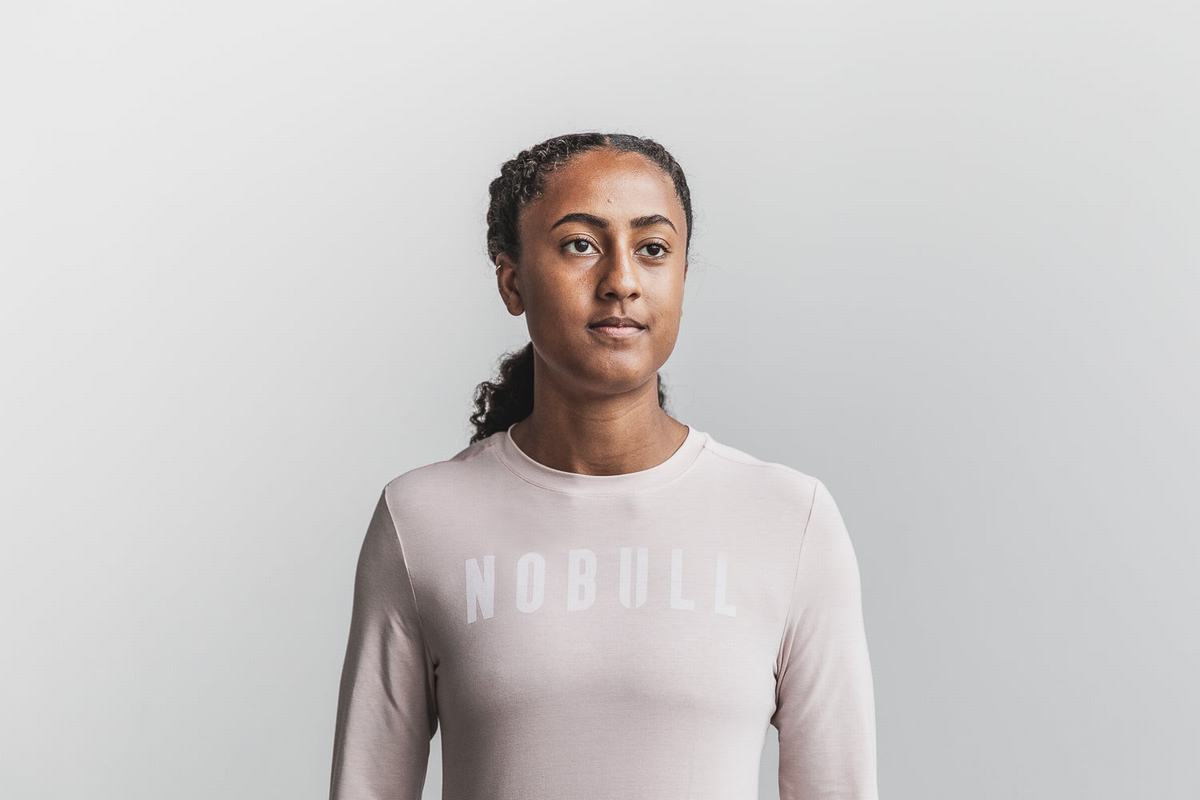 Nobull T-Shirt Lange Mouw Dames Roze | 213457-LJR