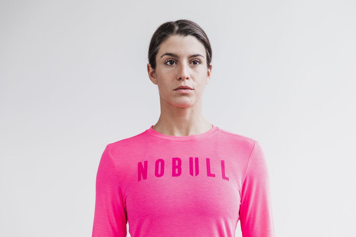 Nobull T-Shirt Lange Mouw Dames Roze | 489632-TOI