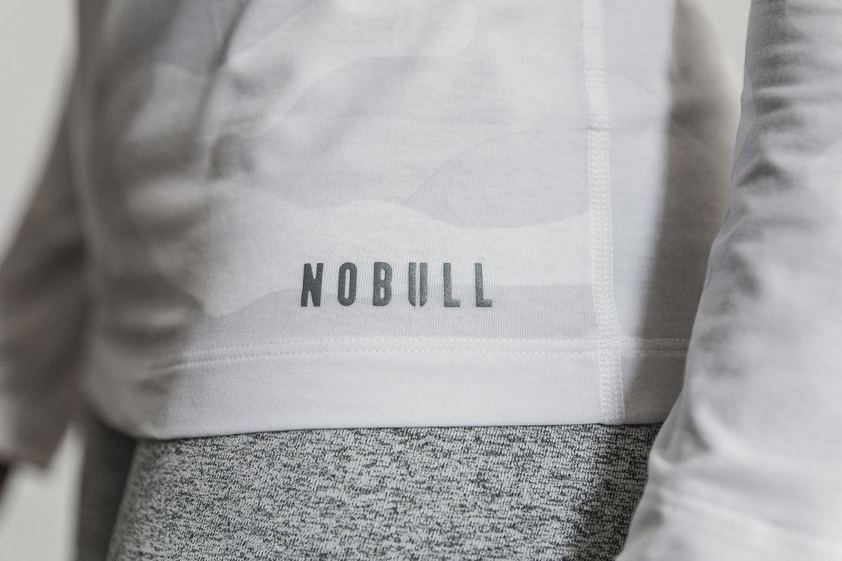 Nobull T-Shirt Lange Mouw Dames Wit Camo | 610358-PBM