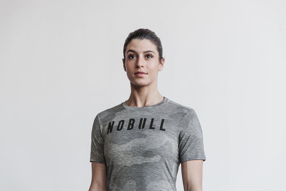 Nobull T-shirts Dames Grijs Camo | 460381-AFQ