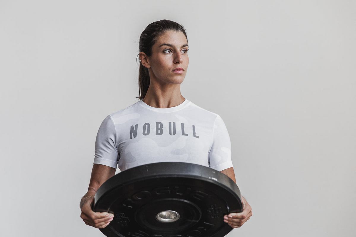 Nobull T-shirts Dames Wit Camo | 584130-ALS