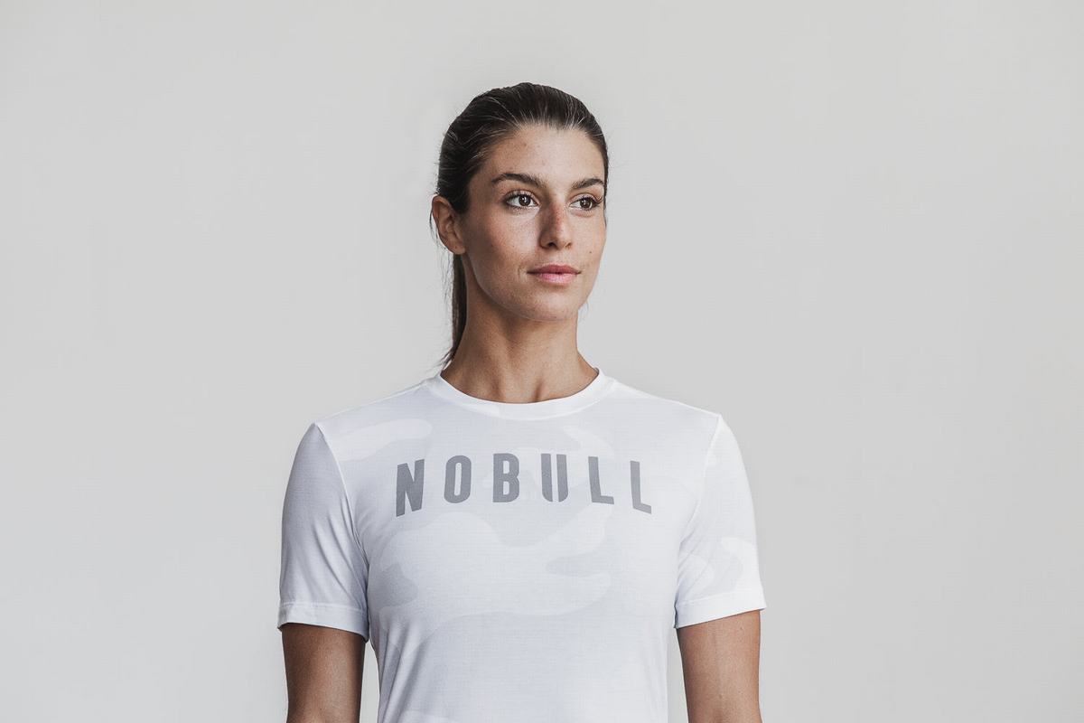 Nobull T-shirts Dames Wit Camo | 584130-ALS