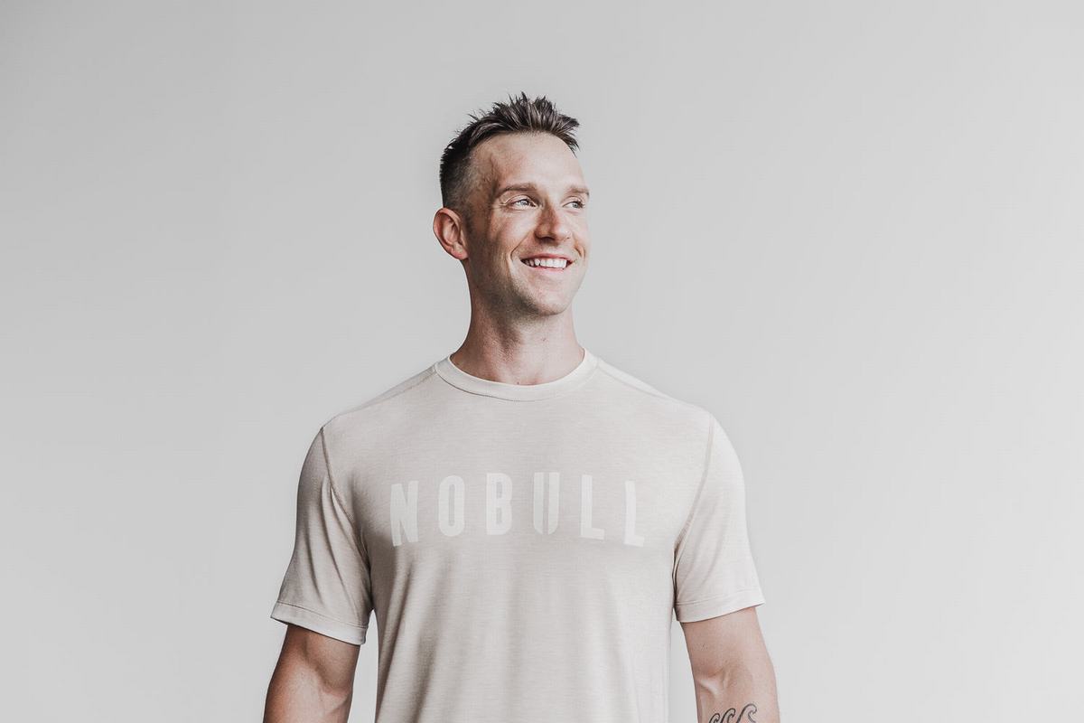 Nobull T-shirts Heren Beige | 195360-JBT