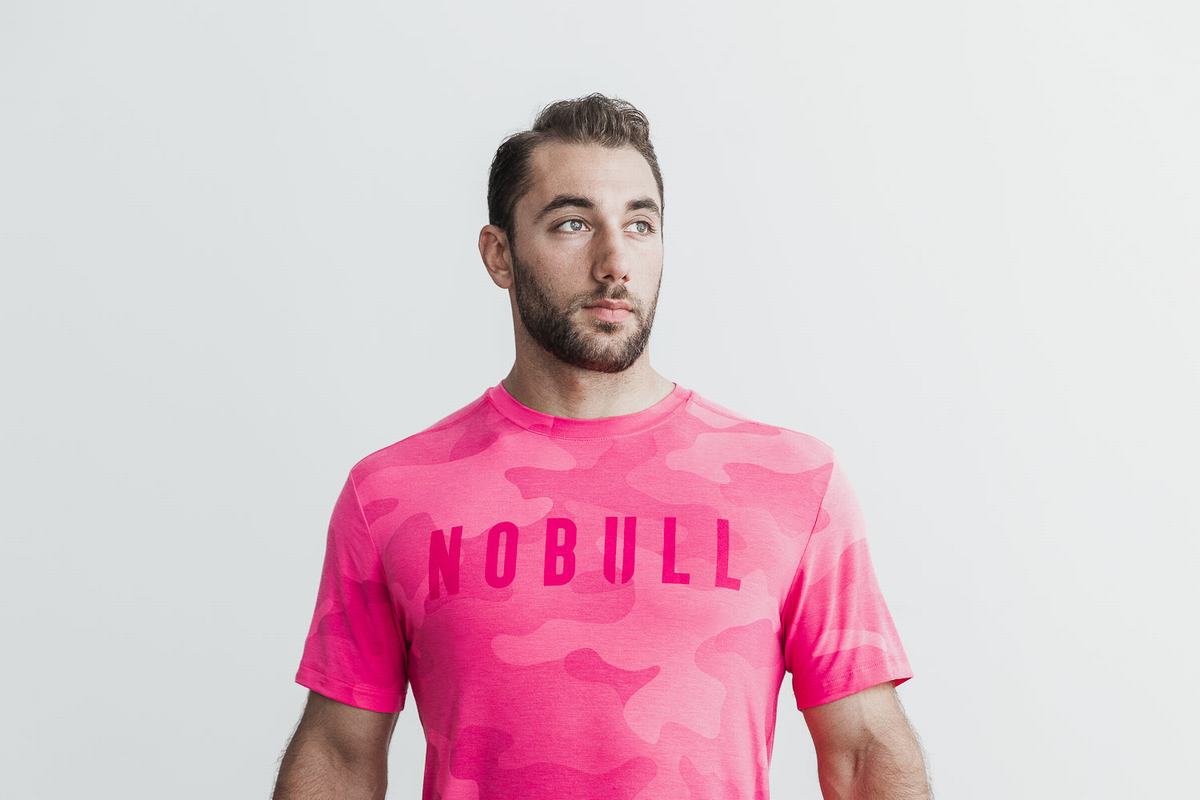 Nobull T-shirts Heren Geel Camo | 375406-AVY