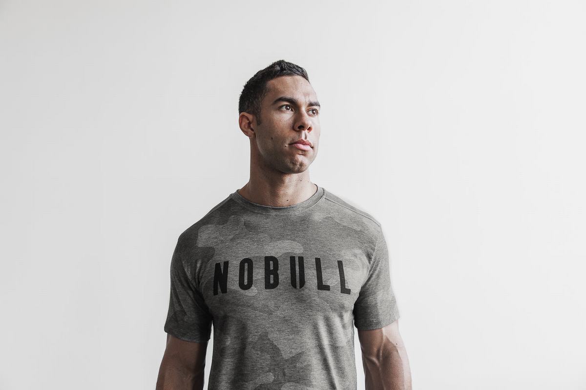 Nobull T-shirts Heren Grijs Camo | 620394-YBS