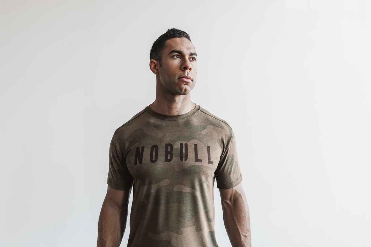 Nobull T-shirts Heren Groen Camo | 875421-CQH