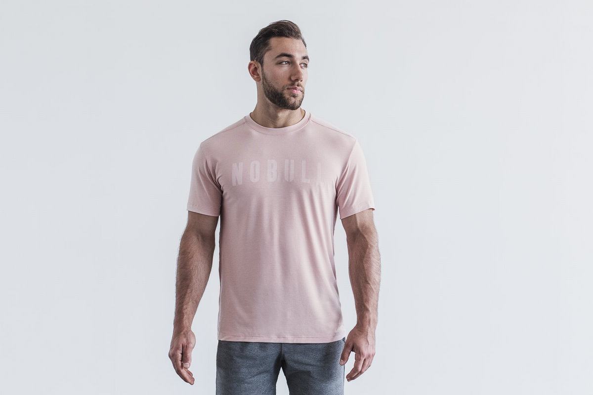 Nobull T-shirts Heren Roze | 873094-JVZ