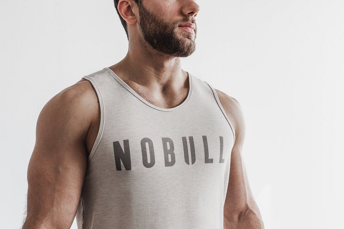 Nobull Tank Tanktop Heren Beige | 093712-ZJM