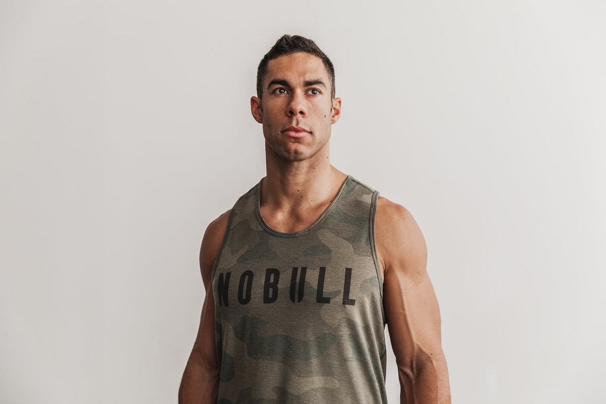 Nobull Tank Tanktop Heren Groen Camo | 538024-VBL