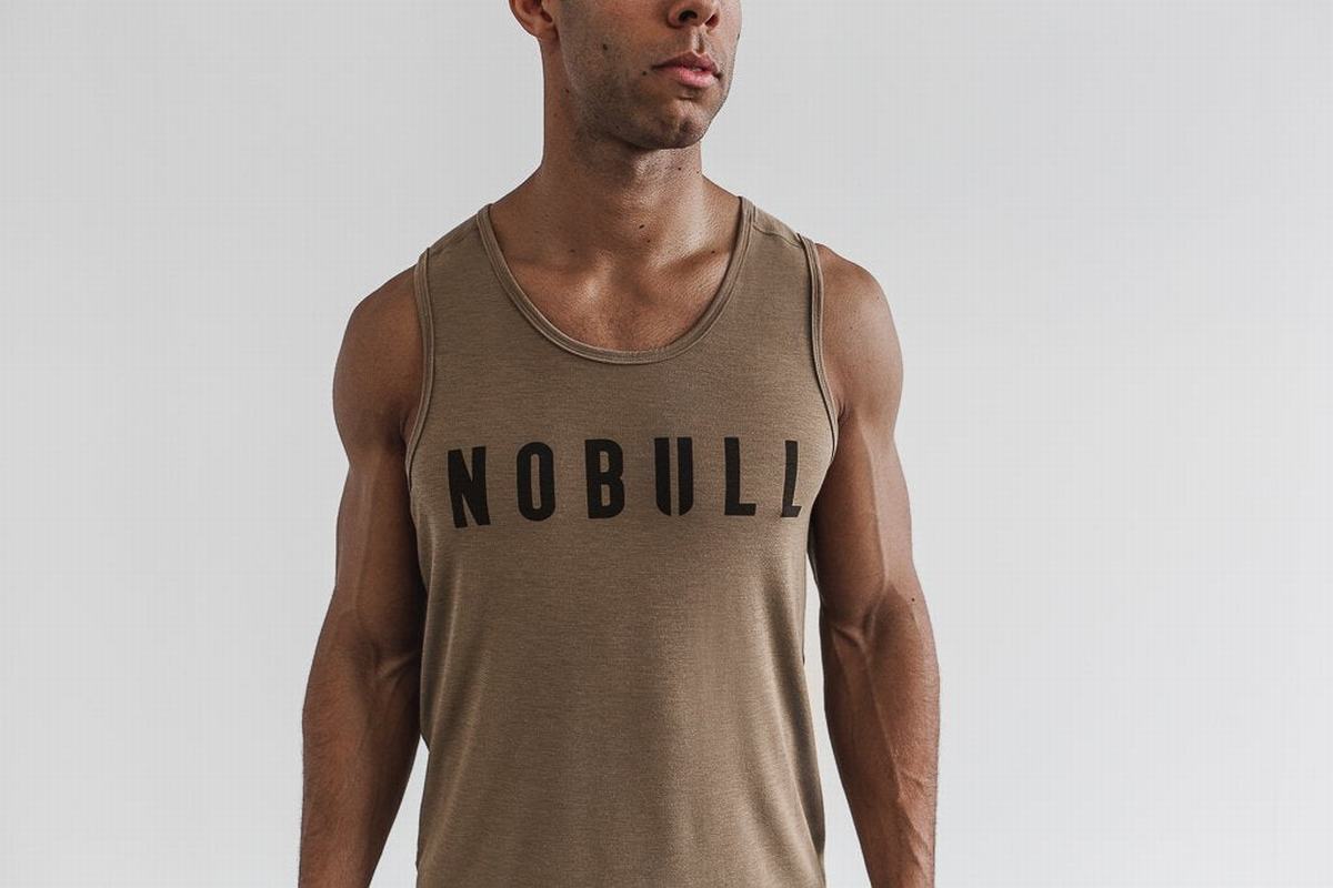 Nobull Tank Tanktop Heren Lichtbruin | 513940-DJT