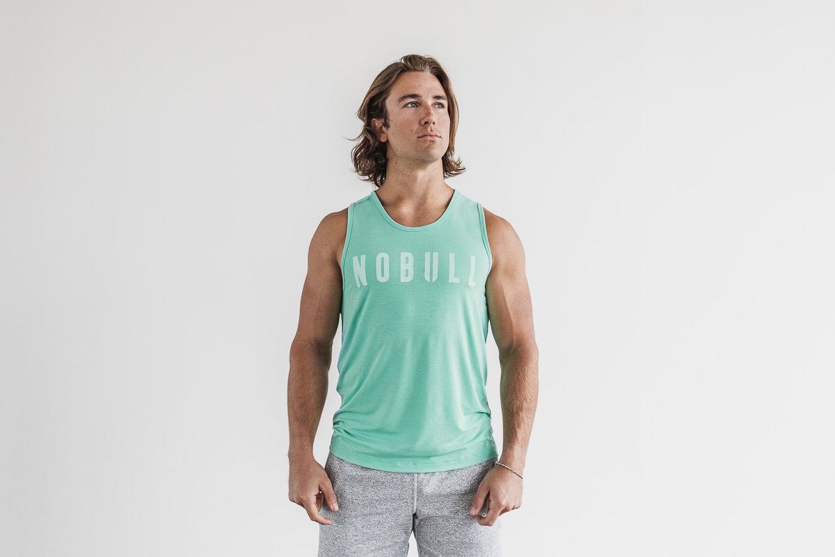 Nobull Tank Tanktop Heren Lichtturquoise | 478603-OBU