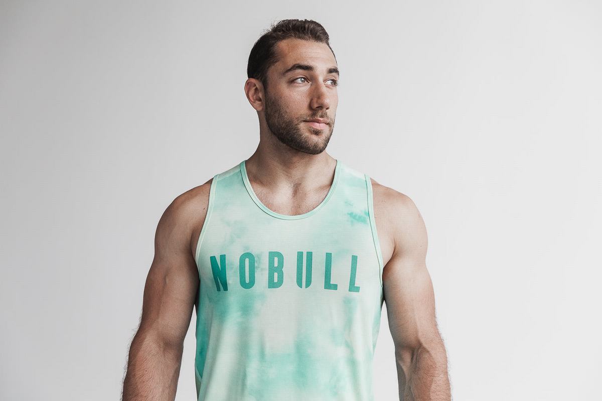 Nobull Tank Tie-Dye Tanktop Heren Lichtturquoise | 183267-IBL