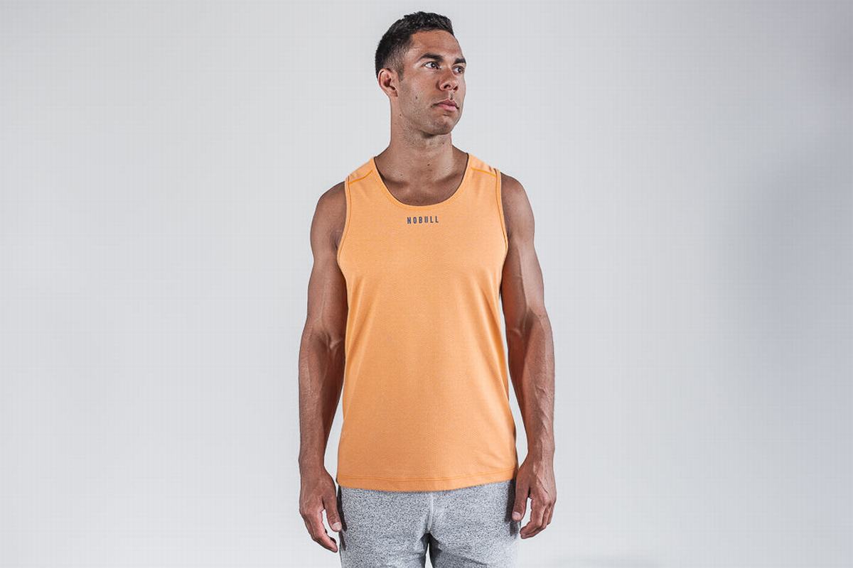 Nobull Textured Tank Tanktop Heren Geel | 659810-WBX