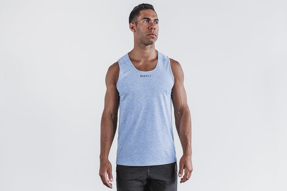 Nobull Textured Tank Tanktop Heren Lichtblauw | 784129-XFQ