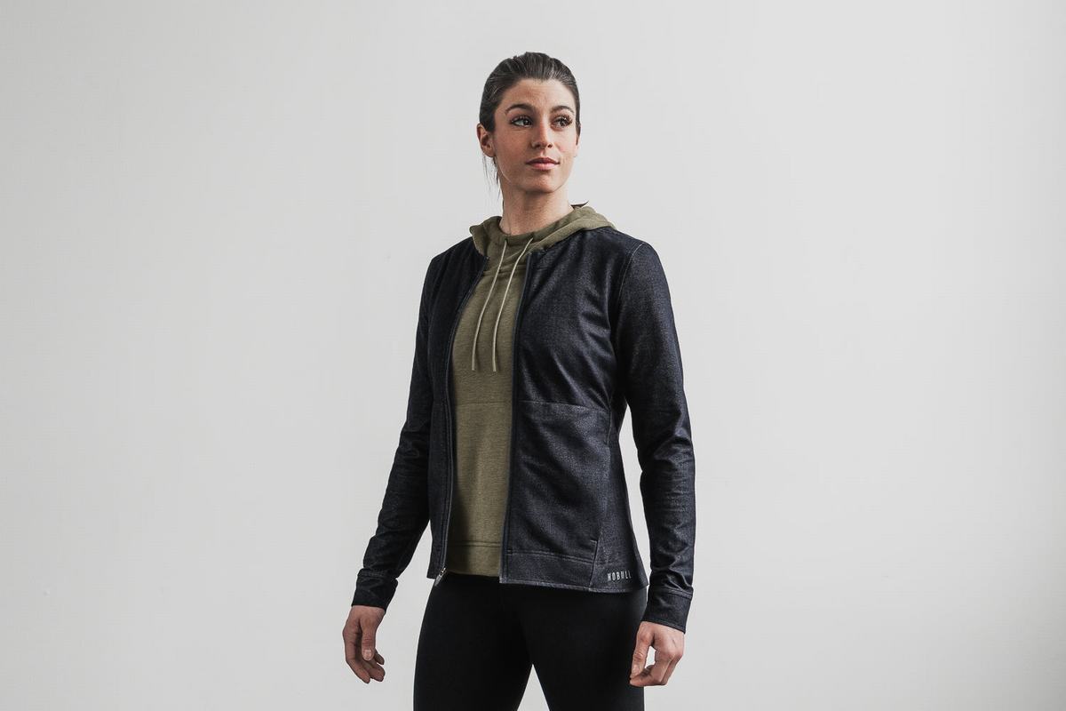 Nobull Twill Zip-up Jassen Dames Zwart | 253168-TKN