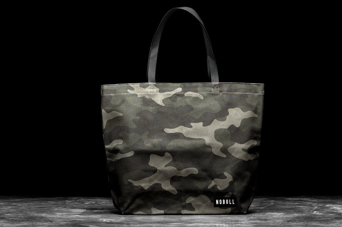 Nobull Waxed Canvas Open Top Tote Tassen Dames Groen Camo | 748052-DGY