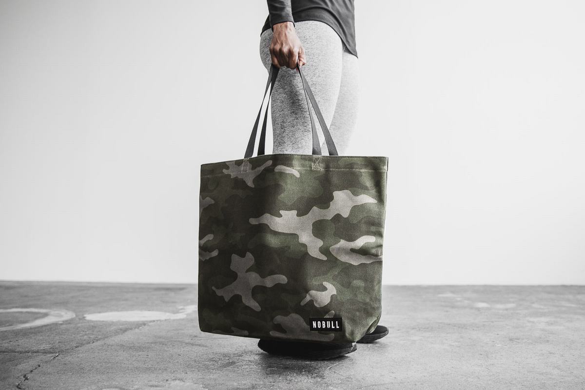 Nobull Waxed Canvas Open Top Tote Tassen Dames Groen Camo | 748052-DGY